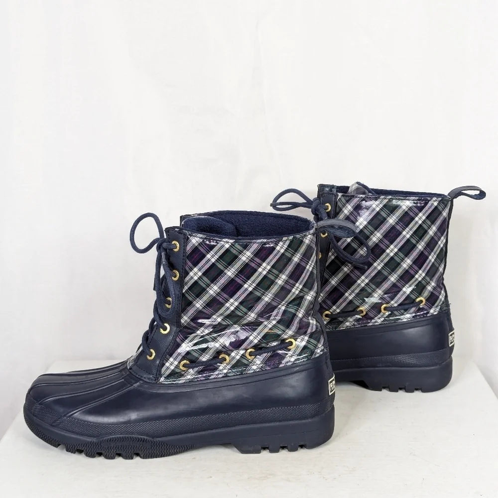Sperry Gosling Plaid Tartan Waterproof Fleece Lined Winter Duck Boots Size 9